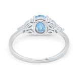 Oval Art Deco Engagement Ring Marquise Simulated Aquamarine CZ 925 Sterling Silver