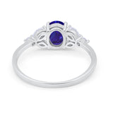 Oval Art Deco Engagement Ring Marquise Simulated Blue Sapphire CZ 925 Sterling Silver