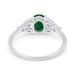 Oval Art Deco Engagement Ring Marquise Simulated Green Emerald CZ 925 Sterling Silver