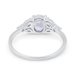Oval Art Deco Engagement Ring Marquise Simulated CZ 925 Sterling Silver