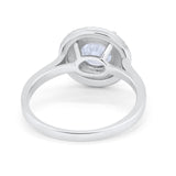 Halo Vintage Style Engagement Ring Round Simulated CZ 925 Sterling Silver