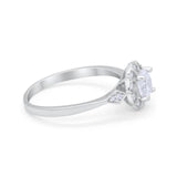 Halo Engagement Vintage Style Bridal Ring Round Simulated CZ 925 Sterling Silver
