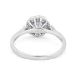 Halo Engagement Vintage Style Bridal Ring Round Simulated CZ 925 Sterling Silver