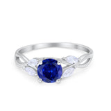 Art Deco Wedding Ring Marquise Simulated Blue Sapphire CZ 925 Sterling Silver