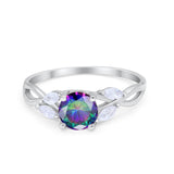 Art Deco Wedding Ring Marquise Simulated Rainbow CZ 925 Sterling Silver
