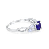 Art Deco Wedding Ring Marquise Simulated Blue Sapphire CZ 925 Sterling Silver