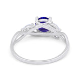 Art Deco Wedding Ring Marquise Simulated Blue Sapphire CZ 925 Sterling Silver
