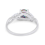 Art Deco Wedding Ring Marquise Simulated Rainbow CZ 925 Sterling Silver