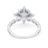 Floral Vintage Style Engagement Ring Round Simulated Cubic Zirconia 925 Sterling Silver
