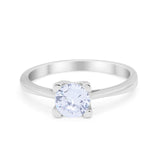 Art Deco Vintage Style Solitaire Wedding Ring Round Simulated CZ 925 Sterling Silver