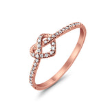 14K Rose Gold Love Heart Knot Forever Diamond Eternity Bands .16ct Size 6.5