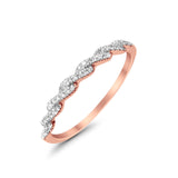 14K .10ct Rose Gold Twisted Infinity Diamond Eternity Bands Ring Size 6.5