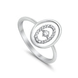 14K .13ct White Gold Diamond Rings Oval Trendy Ring Size 6.5