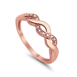 14K .03ct Rose Gold Diamond Eternity Infinity Bands Ring Size 6.5