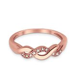 14K .03ct Rose Gold Diamond Eternity Infinity Bands Ring Size 6.5