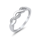 14K .03ct White Gold Diamond Eternity Infinity Bands Ring Size 6.5
