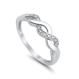 14K .03ct White Gold Diamond Eternity Infinity Bands Ring Size 6.5