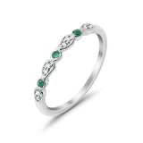 14K G SI .09ct White Gold & Emerald Diamond Eternity Bands Wedding Stacklable