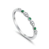 14K G SI .09ct White Gold & Emerald Diamond Eternity Bands Wedding Stacklable
