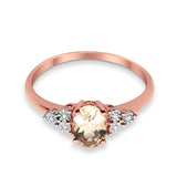 10K 0.65ct Rose Gold Oval Morganite Diamond Ring Size 6.5