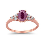 10K 1.07ct Rose Gold Oval Natural Ruby Diamond Ring Size 6.5