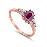 10K 1.07ct Rose Gold Oval Natural Ruby Diamond Ring Size 6.5