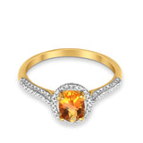 10K 0.9cts Yellow Gold Oval Citrine Gemstone & Diamond Ring Size 6.5