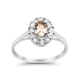 10K 0.71ct White Gold Oval Morganite Diamond Ring Size 6.5