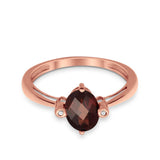 14K Rose Gold Oval Shape Garnet 1.31ct Diamond Ring Size 6.5