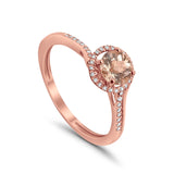 10K 0.74ct Rose Gold Round Morganite Diamond Ring Size 6.5