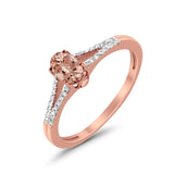 10K Rose Gold Oval Morganite 4x6 mm Diamond Ring .48cts Size 6.5