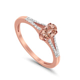 10K Rose Gold Oval Morganite 4x6 mm Diamond Ring .48cts Size 6.5