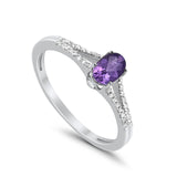10K White Gold Oval Amethyst 4x6 mm Diamond Ring .49cts Size 6.5
