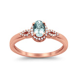 10K Oval 4x6 mm Diamond Ring .47cts Rose Gold Aquamarine Size 6.5