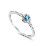10K .29ct White Gold Round Blue Topaz & Diamond Gemstone Ring