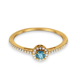 10K .27ct Yellow Gold Round Blue Topaz & Diamond Gemstone Ring