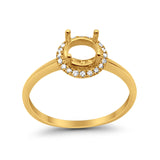 14K .10ct Yellow Gold Semi Mount Diamond Engagement Ring Size 6.5