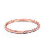 14K Rose Gold 0.09ct Natural Diamond Eternity Band 1.5mm Thin Stacking Half Eternity Art Deco Engagement Band- Size 6.5