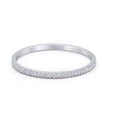 14K White Gold 0.09ct Natural Diamond Eternity Band 1.5mm Thin Stacking Half Eternity Art Deco Engagement Band- Size 6.5