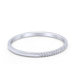 14K White Gold 0.09ct Natural Diamond Eternity Band 1.5mm Thin Stacking Half Eternity Art Deco Engagement Band- Size 6.5