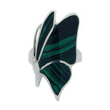 Butterfly Ring Simulated Stone Created Green Malachite 925 Sterling Silver