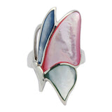 Butterfly Ring Simulated Stone Created Multicolor 925 Sterling Silver