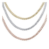 Micro Pave Franco Link Chain Rose Tone .925 Sterling Silver Chain 26"