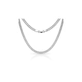 4.5MM 120 Pave Curb Chain .925 Solid Sterling Silver Available In 7"-26" Inches