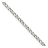 4MM 100 Pave Curb Chain .925 Solid Sterling Silver Available In 7"-30" Inches