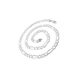 7.2MM 180 Pave Figaro Chain .925 Solid Sterling Silver Available In 8"-28" Inches