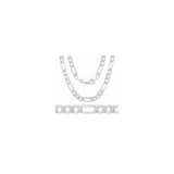 3MM 080 Figaro Pave Link Chain .925 Solid Sterling Silver Available In 7"-30" Inches