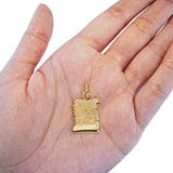 14K Real Yellow Gold Religious Baptism Charm Pendant 18mmX14mm 0.9grams