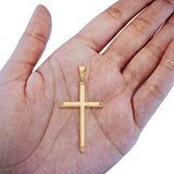 14K Real Yellow Gold Classic Cross Religious Charm Pendant 20X33mm