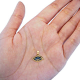 Real Beautiful Evil Eye Charm Pendant 14K Yellow Gold CZ 7mmX13mm 0.6grams